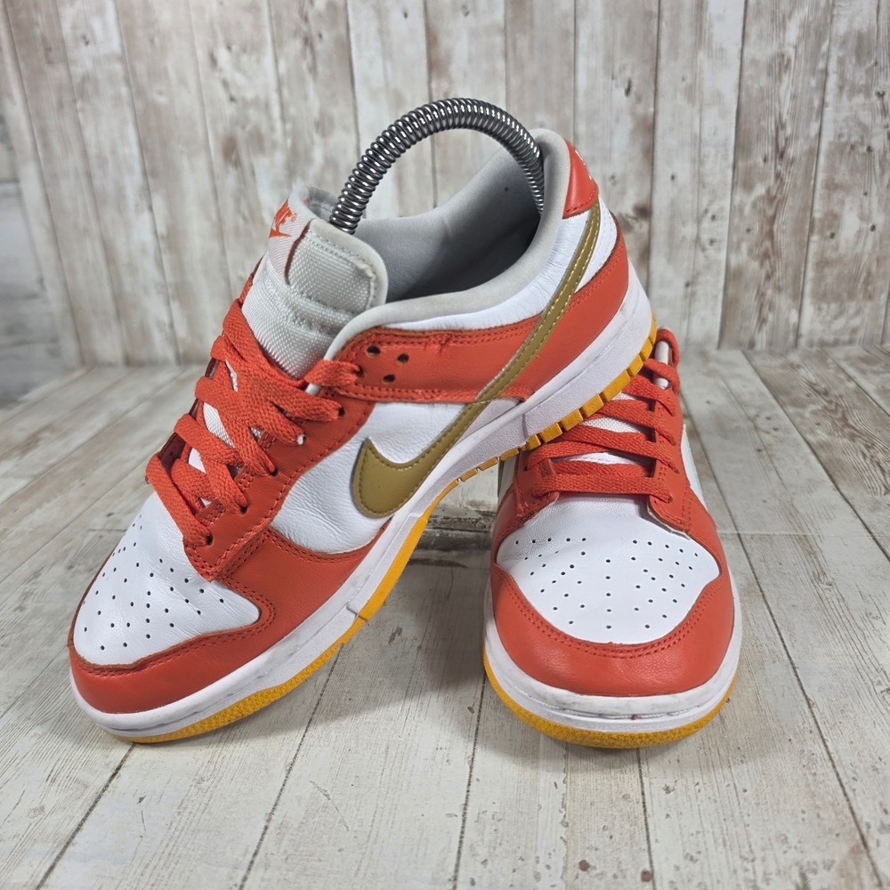 Nike Dunk Low White‎ Orange Gold GS Youth Size 7.5 DQ4690 800 - Picture 4 of 7